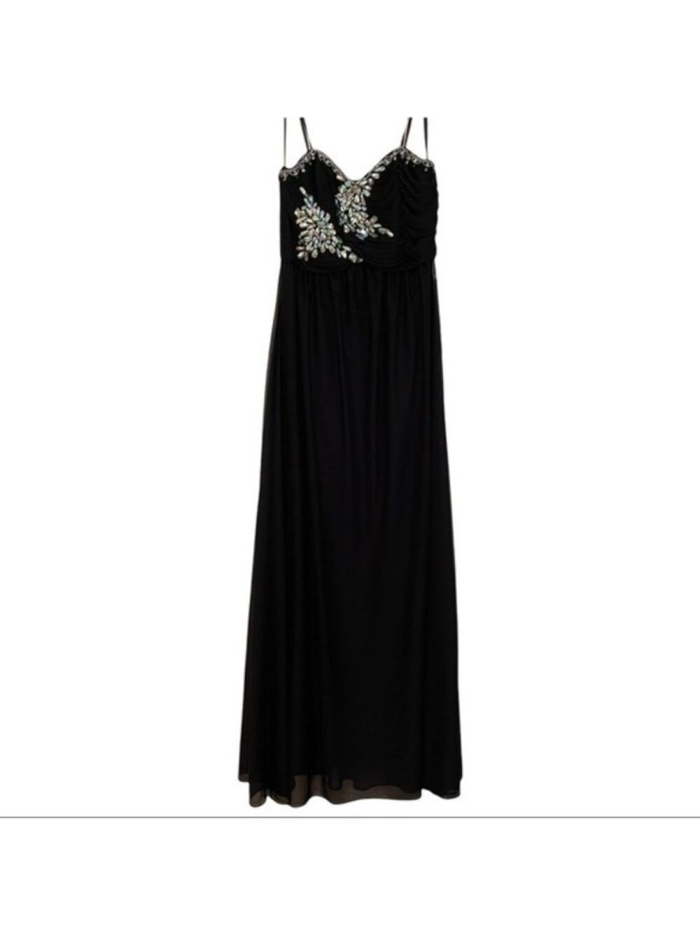 Ellie Makenzie Black Formal Dress Gown Strapless Rhinestones Lined Juniors Sz 9